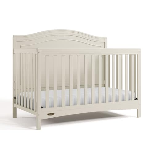 Graco Paris 4-in-1 Convertible Crib - GREENGUARD Gold Certified, Converts to Toddler Bed, Daybed and Full Bed, Fits Standard Crib Mattress, Adjustable Mattress Base, Frosted Oat