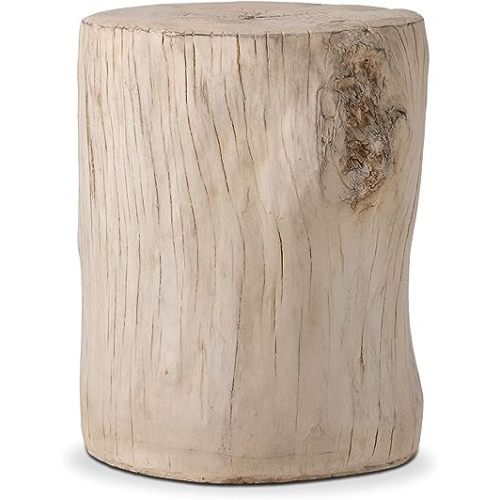 SUNBURY Stump Side Table, Concrete Side Table, Patio Faux Wooden End Table, Beige Stool Plant Stand Holder for Garden Household Living Room
