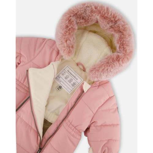 One-Piece Baby Layette Snowsuit Designed for Car Seat, Dusty Pink - Deux par Deux | Maisonette