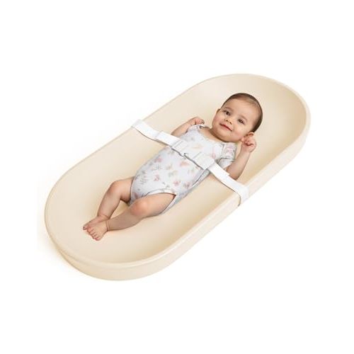 COMOMY Baby Changing Pad for Dresser - Wipeable Changing Pad with Restraining Belt, Waterproof, Soft, Lightweight and Portable, Easy to Clean for On The Go Diaper Change, Oatmeal-Colored