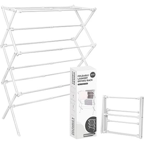 2024 Enhanced Clothes Drying Rack | Foldable Drying Rack Clothing for Laundry | Small Collapsible Portable Dryers for Laundry | Use for Indoor & Outdoor | White 37.5"x29"x12"