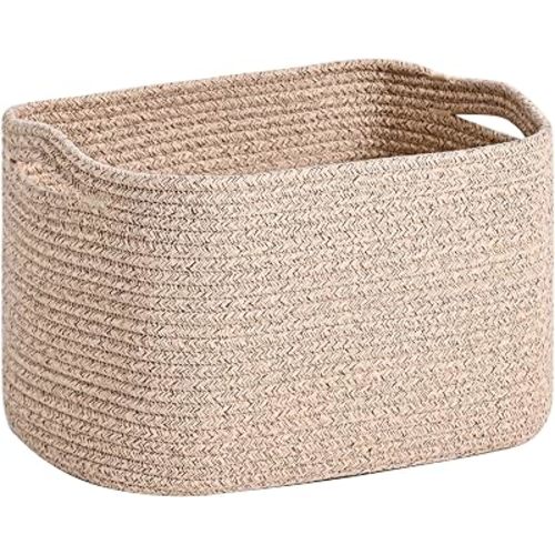ICERZCZ Woven Cotton Rope Storage Basket for Organizing, Cute Decorative Baskets for Gifts Empty, Organizer Bins for Dog Toy, Baby Laundry, 17“×13”×9.5“, Brown
