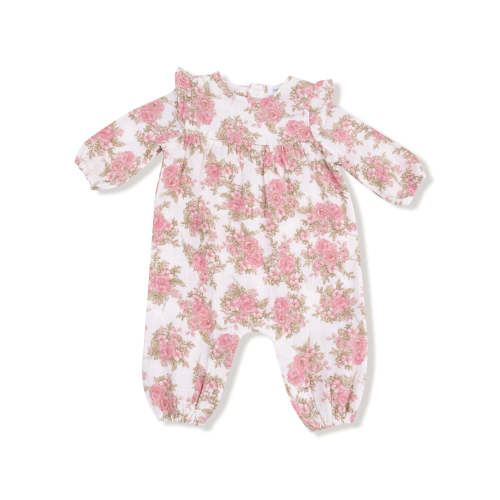 Ruffle Sleeve Romper, Heirloom Bouquets