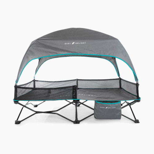 Go With Me Bungalow Deluxe Portable Travel Cot - Grey/Teal