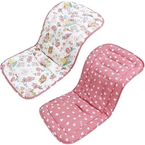 Baby Stroller Cushion,Infant Car Seat Insert-Reversible Universal Breathable and Soft Newborn seat Liner for Stroller,100% Cotton Seat Pad Liner for Newborns-34x78cm,1 Pack(Pink Princess)