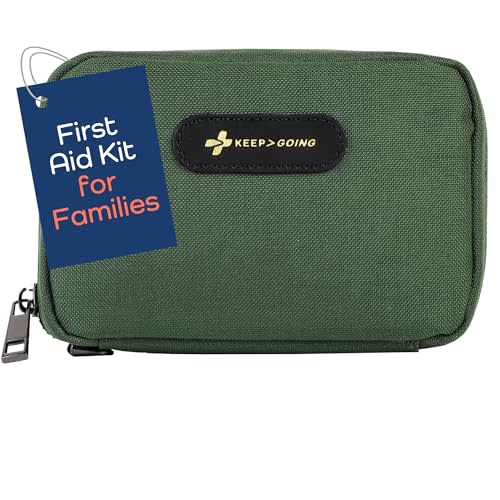Keep Going Travel First Aid Kit for Kids – 130 Pc. for Car, Purse, Diaper Bag, Backpack, & Suitcase, with Latex-Free Bandages – 7 x 5 x 2 in. Travel First Aid Kit TSA-Approved