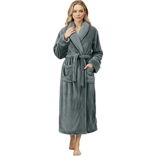 NY Threads Premium Womens Robe, Plush Fleece Long Bath Robe for Women, Fluffy Soft Women's Bathrobe