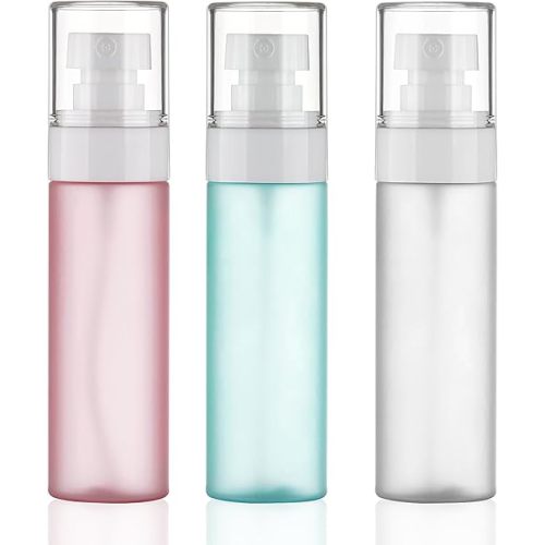 Travel Spray Bottles TSA Approved 3 Pack (2.2oz/65ml), Leak Proof Fine Mist Refillable Empty Plastic Spray Bottles for Perfume, Essential Oils, Toners, Hair & Face Mist (65 ml)