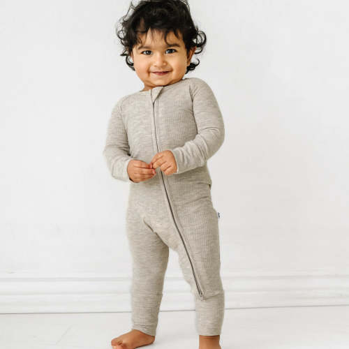 Heather Stone Ribbed Zippy