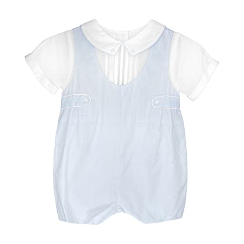 Petit Ami Baby Boys’ Shortall with Pintucks and Side Tabs