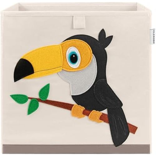 13 Inch Animal Cube Storage Bins, Foldable Fabric Kids Toy Box & Toy Chest