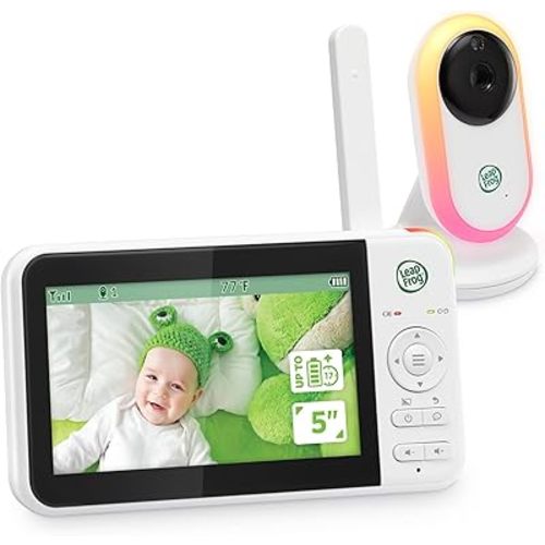 LeapFrog LF2415 Baby Monitor, 5” IPS LCD Screen, 1000ft Range, Night Vision, Soothing Lullabies, NightLight, 2-Way Audio, Temperature Sensor, SecureTransmission No WiFi