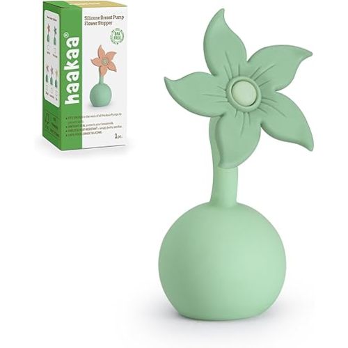 haakaa Manual Breast Pump Flower Stopper (Pea Green) - Made of Premium Silicone, BPA Free, Compatible with All haakaa Breast Pumps