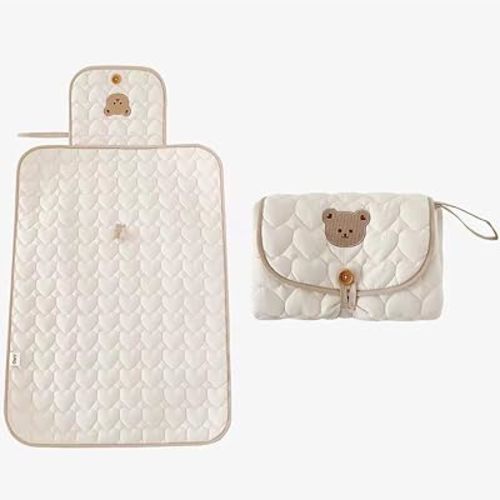 Baby Portable Changing Pad - Cute Bear Lightweight & Foldable Waterproof Foldable Baby Changing Mat for Travel Outdoor, Newborn Shower Gifts (Bear)