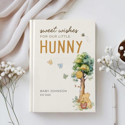 Classic Winnie the Pooh Baby Shower Guestbook, Best Wishes for Baby Book, Storybook Baby Shower Keepsake, Personalized Pregnancy Journal