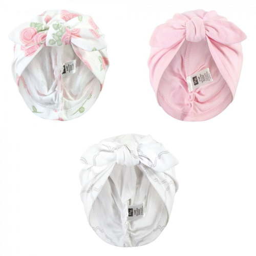 Hudson Baby Baby Girl Turban Cotton Headwraps, Rose, One Size