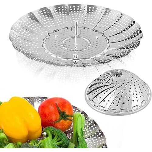 Vegetable Steamer Basket, Premium Stainless Steel Veggie Steamer Basket - Folding Expandable Steamers to Fits Various Size Pot Small by SAYFINE (5.5" to 9.2")