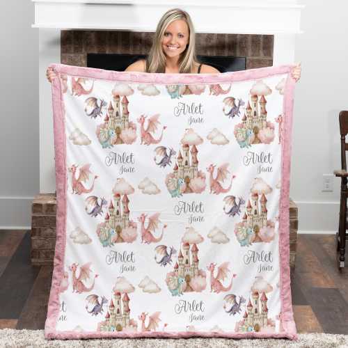 Dragon Blanket For Little Girl Dragon Nursery Customizable Blanket
