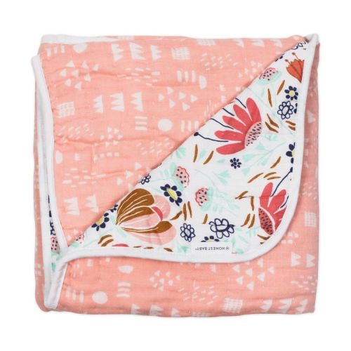 Honest Baby Organic Cotton Quilted Receiving Blanket - Flower Power: 100% Cotton, Floral Pattern, 30" Width