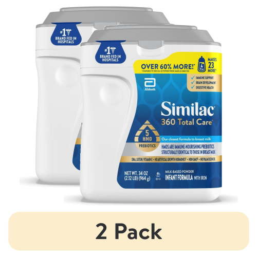 (2 pack) Similac 360 Total Care Baby Formula Powder, 34-oz Tub
