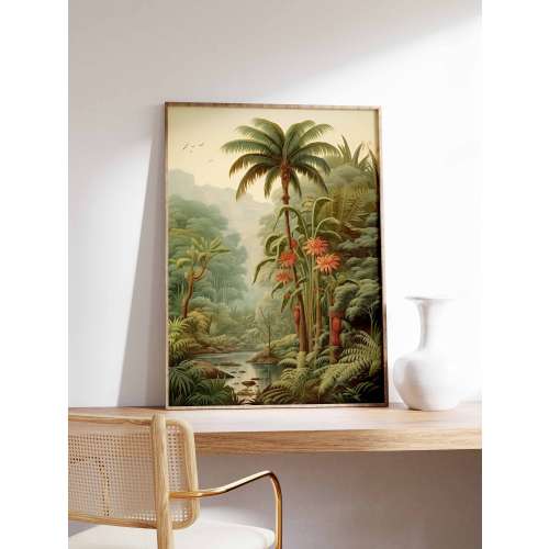 Vintage Botanical Print, Tropical Floral Poster, Henri Rousseau Floral Art, Floral Decor, Vintage Wall Art, Jungle Art, Jungle Aesthetic