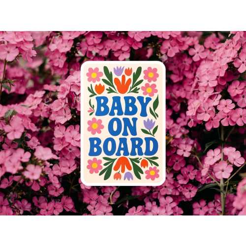 Baby On Board Car Sign Floral Magnet Sticker Car Accessory