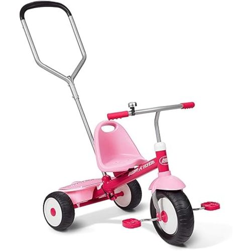 Radio Flyer Deluxe Steer & Stroll Trike, for Kids 2-5, Pink, Steel Frame