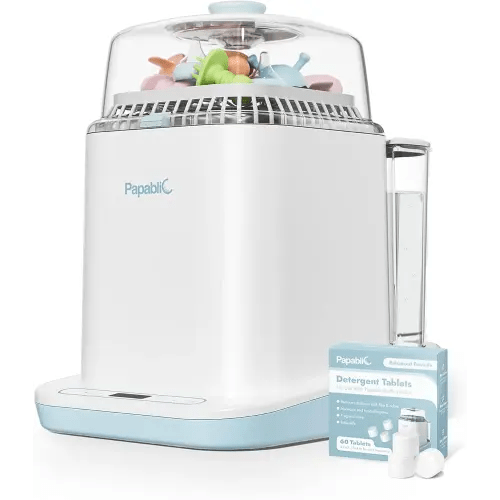 Papablic Bottle Washer Pro, Bottle Washer & Sterilizer & Dryer, 4-in-1 Bottle Washer Sanitizer for Bottles, Pump Parts, C-Section& Baby Essentials - Quick & Clean with 60 Detergent Tablets