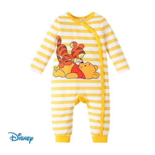 Disney Winnie the Pooh Baby Romper Girl Boy Long Sleeve Stripe Jumpsuit Unisex Coverall Size Infant