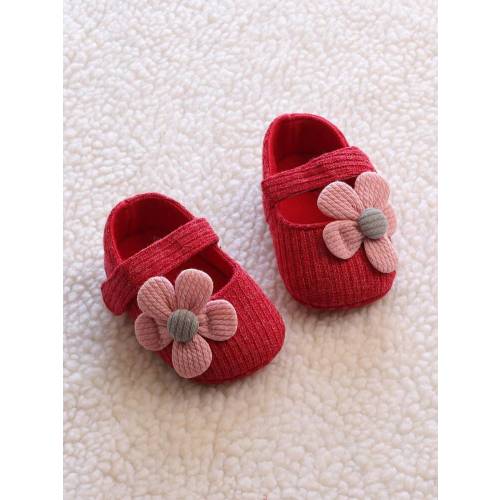 1 Pair Girls Bow Knit Fabric Floral Design Slip-On Shoes, Cute For Spring, Summer, Autumn | SHEIN USA
