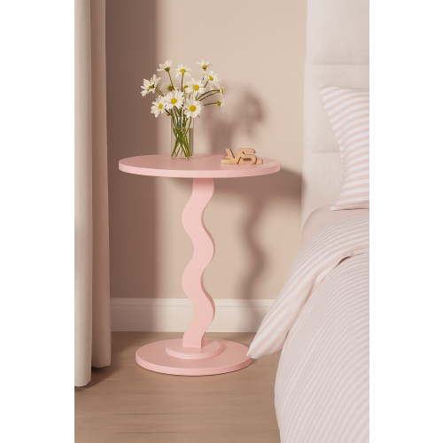 Mainstays Kids Wood Wavy Nightstand Side Table, Blushing Rose