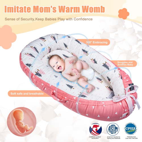 Multi-Use Activity Pad, Breathable & Soft Floor Mat Portable Infant Lounger Support Pad for Tummy Time and Diaper Changes Breathable Cotton Pad for Supervised Awake Use