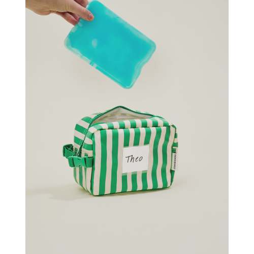 Baby Bottle Cooler Bag For Breast Milk Storage Fits Inside Diaper Bag | Green Stripe - Storq by Kindred Bravely