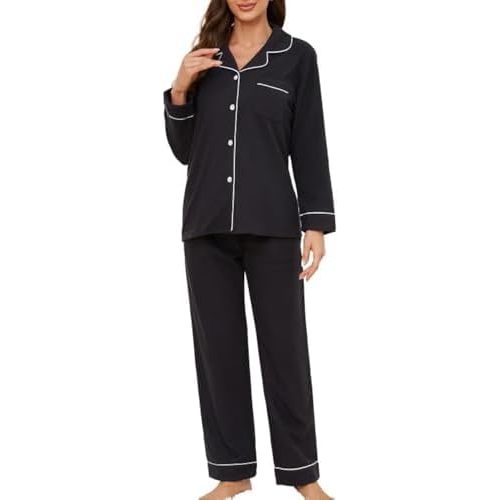 U2SKIIN Womens Button Up Pajama Sets Soft Long Sleeve Pajamas for Women Warm Flannel Knit Lounge Sets