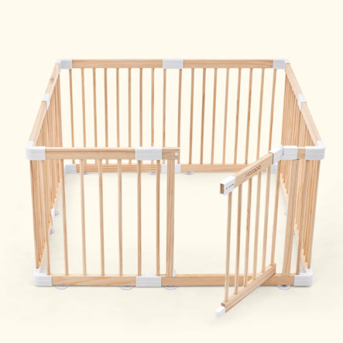 HARPPA Wooden Baby Gate Playpen | Non-Toxic Foldable DIY Adjustable Play Yard for Infants & Toddlers – Natural Finish Baby Fence for Small & Large Spaces