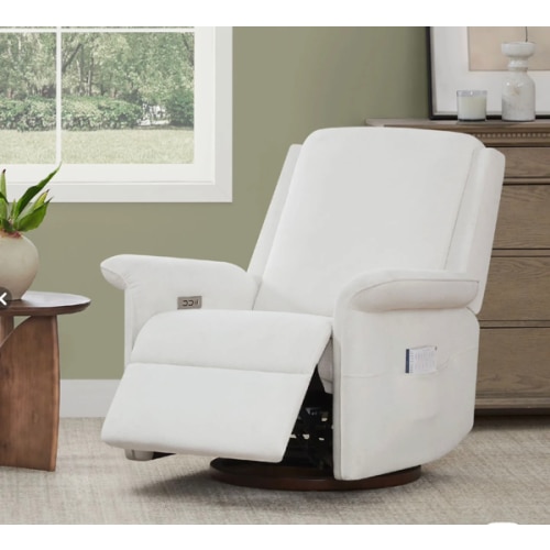 Mila Power Swivel Nursery Glider Recliner (Cream White)