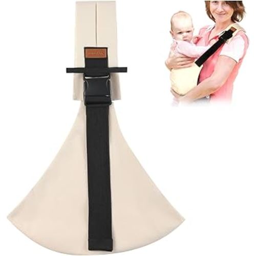 Baby Sling Carrier for Infants and Toddlers 6-36 Months (10-30 lbs), Lightweight & Breathable Cotton Hip Shoulder Carrier-Adjustable, Easy-to-Wear Side & Front Carry Toddler Sling (Beige)