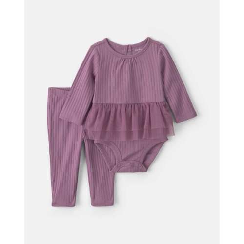 Baby Girl 2-Piece Long-Sleeve Bodysuit & Tulle Pant Set - Purple | Carter's