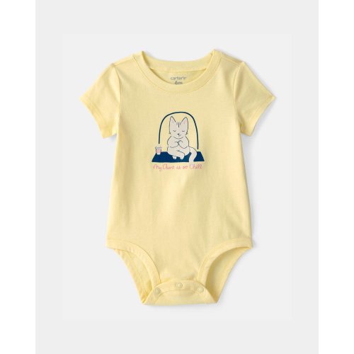 Baby 'My Aunt Is So Chill' Cat Graphic Bodysuit - Yellow | Carter's