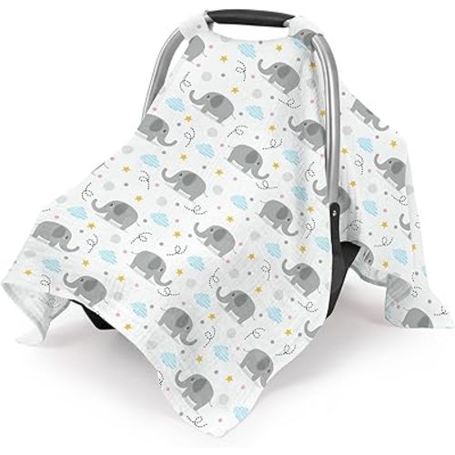 Car Seat Cover Baby, Muslin Cotton Infant Car Seat Canopy, Universal Baby Car Seat Cover, Breathable Nursing Cover Canopy Shower Gift