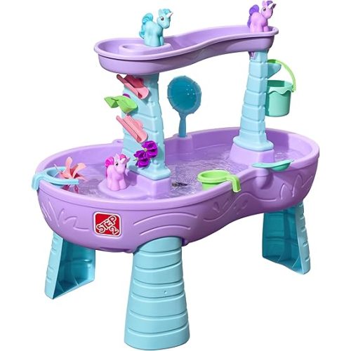 Step2 Rain Showers and Unicorns Water Table for Kids, Toddler Outdoor Sensory Play Table, 13 Accessories, Pink, Ages 18 Months+