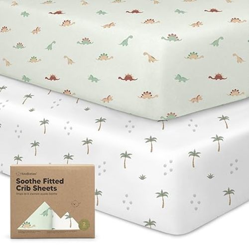 KeaBabies 2-pk Organic Cotton Crib Sheets for Boys Girls 52x28 (Soft White)