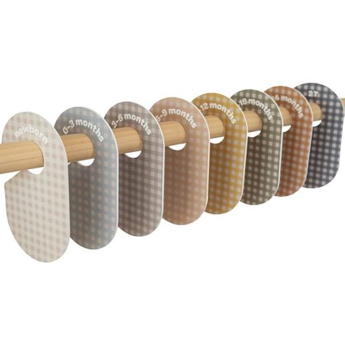 3 Sprouts Baby Closet Dividers Set of 8 - Baby Clothes Organizer & Wardrobe Hanger - Nursery Infant Closet Organizer for Baby Clothing by Size or Age from Newborn to Toddler Boy & Girl - Gingham