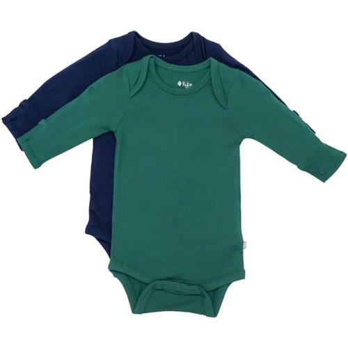 KYTE BABY – Unisex Long Sleeve Baby Bodysuits 97% Rayon made from Bamboo, 3% Spandex Material 2-Pack (Emerald+Navy, Newborn)