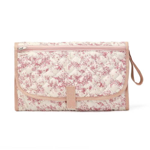 Floral Print Baby Compact Diaper Changing Travel Bag, Foldable Travel Diaper Mat Bag with Wet Wipe Pocket, Easy-Clean Lightweight Nappy Bag for Family Outings (Floral Print)