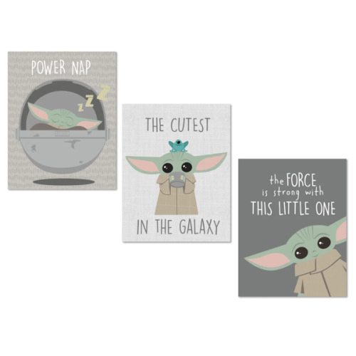 Star Wars The Child/Baby Yoda Unframed Nursery Wall Art Decor 3pc