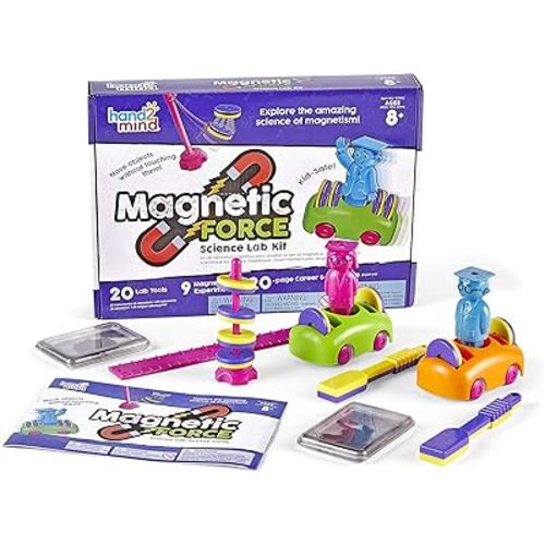 hand2mind Magnetic Science Kit for Kids 8-12, Kids Science Kit with Fact-Filled Guide, Make Magnets Float and Build a Compass, STEM Toys, 9 Science Experiments
