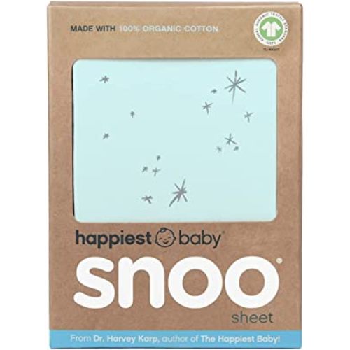 Happiest Baby SNOO Bassinet Fitted Sheet - 100% Organic Cotton Nursery Bedding - Fits SNOO Sleeper Crib Mattress (Teal Galaxy)