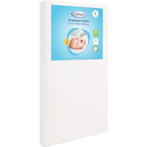 Graco Premium Foam Baby Crib & Toddler Bed Mattress | GREENGUARD Gold Certified, Waterproof, Machine Washable OEKO-TEX Standard 100 Certified Cover, Firm Support, Standard Size