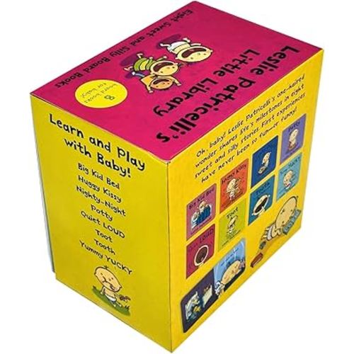 Leslie Patricelli's Little Library Learn and Play With Baby 8 Books Collection Box Set (Big Kid Bed, Huggy Kissy, Nighty-Night, Potty, Quiet Loud, Yummy Yucky, Toot & Tooth)
